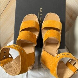 rag and bone Tara Espadrille Platforms in Marigold Suede